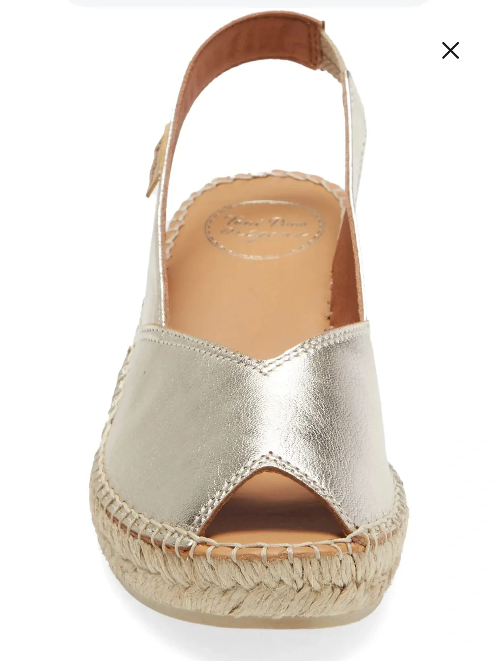 Bernia Espadrille Wedge Platinum Leather Toni Pons 38EU 7-7.5US
